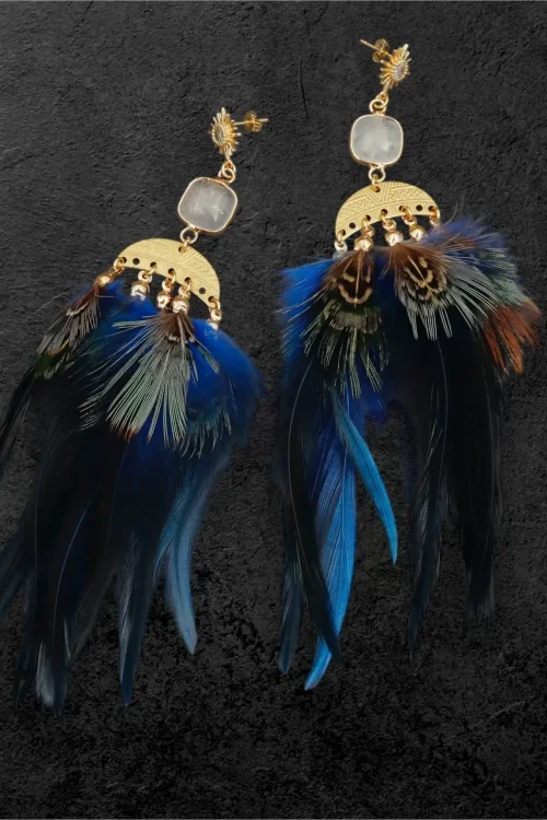 Kõrvarõngad siniste sulgedega