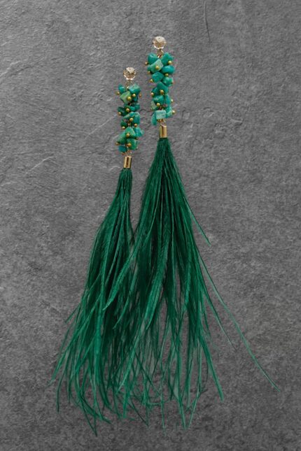 Kõrvarõngad amasoniidi ja sulgedega