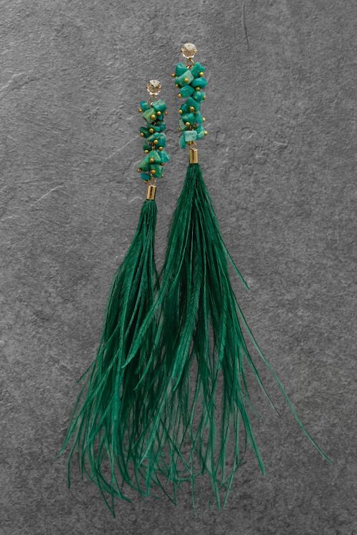 Kõrvarõngad amasoniidi ja sulgedega